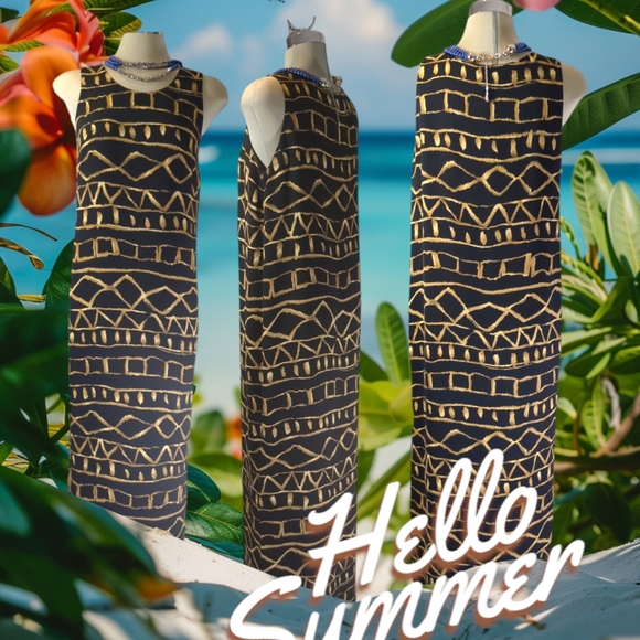 Jones New York Black and Brown Printed Pull up Maxi Dress Size 8 - Picture 6 of 16